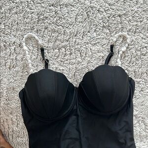 Black pearl straps One-Piece Swimsuit
